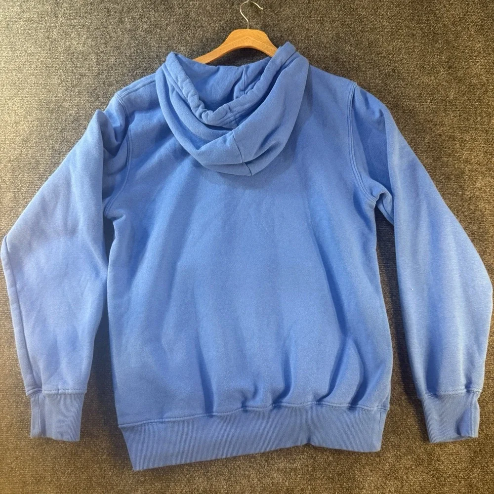 The North Face Hoodie Mens Small Blue Big Logo Pullover Sweatshirt‎ Fleece